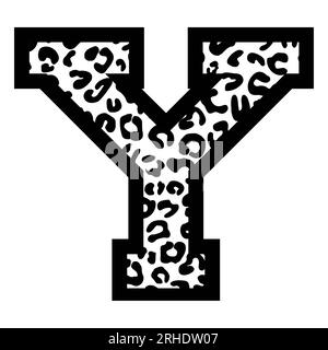 Y-Letter Leoparden-College-Sporttrikot-Schriftart auf weißem Hintergrund. Isolierte Abbildung. Stockfoto