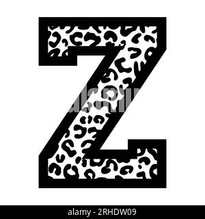 Z-Buchstabe Leoparden-College-Sporttrikot-Schriftart auf weißem Hintergrund. Isolierte Abbildung. Stockfoto