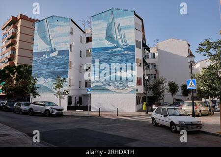 Wandbild im Viertel El Boquetillo, Fuengirola, Málaga, Spanien. Stockfoto