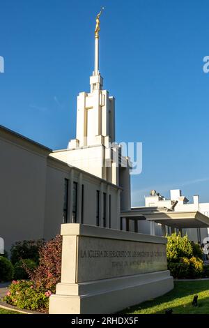 Der Santiago Chile Tempel der Kirche Jesu Christi der Heiligen der Letzten Tage. . Stockfoto