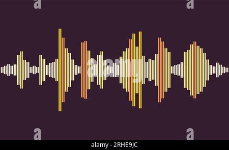 Equalizer-Linien für Schallwellen. Vektorgrafiken für Audiowellen. Orangefarbene Wellen. Stock Vektor