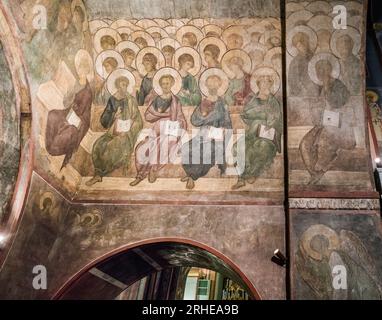 Fresken von Andrey Rublev in der Dormition Cathedral in Wladimir, Russland Stockfoto