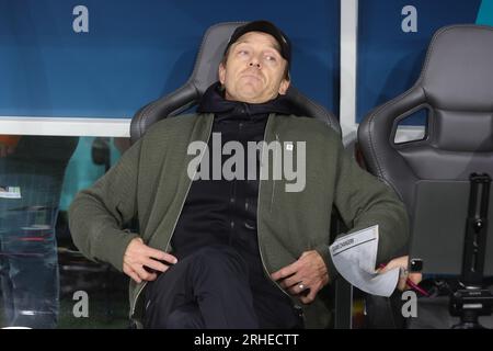 Sydney, Australien. 16. Aug. 2023. Tony Gustavsson Head Coach of Australia reagiert auf das Halbfinalspiel der FIFA Women's World Cup 2023 zwischen Australia Women und England Women am 16. August 2023 im Stadium Australia, Sydney, Australien. Foto von Peter Dovgan. Nur redaktionelle Verwendung, Lizenz für kommerzielle Verwendung erforderlich. Keine Verwendung bei Wetten, Spielen oder Veröffentlichungen von Clubs/Ligen/Spielern. Kredit: UK Sports Pics Ltd/Alamy Live News Stockfoto