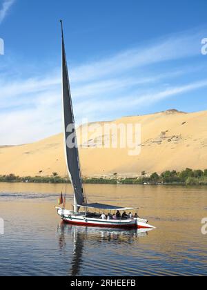 Felucca ist am Nil in Assuan in Ägypten Stockfoto