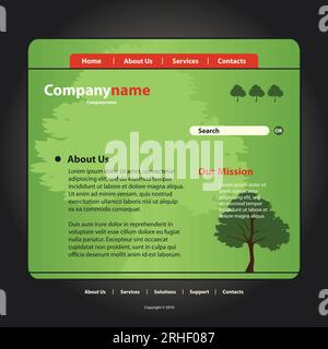 Green Eco Website Design Template mit Bäumen – frei skalierbares und editierbares Vektorformat im Lieferumfang enthalten Stock Vektor