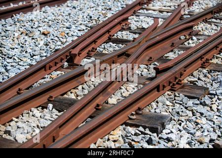 Tren del Ciment, am Bahnhof Clot del Moro, Castellar de n´Hug, Berguedà, Katalonien, Spanien. Die Tren del Ciment ist eine Linie, die die Geschichte der Th Stockfoto