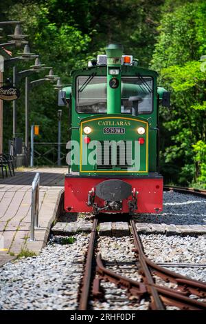 Tren del Ciment, am Bahnhof Clot del Moro, Castellar de n´Hug, Berguedà, Katalonien, Spanien. Die Tren del Ciment ist eine Linie, die die Geschichte der Th Stockfoto