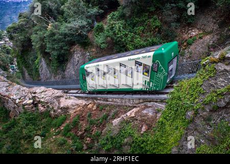 Santa Cova Seilbahn Bahnhof Santa Cova Kapelle Station auf dem Berg Montserrat in Monistrol de Montserrat, Barcelona, Katalonien, Spai Stockfoto