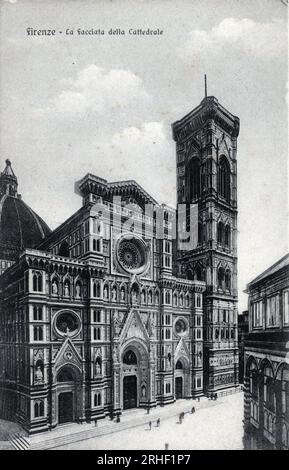 Italie, Florenz : Vue sur la Facade occidentale de la cathedrale Santa Maria del Fiore - Carte postale fin 19eme-20eme siecle Stockfoto