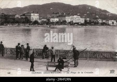Provence Alpes Cote d'Azur, Alpes Maritimes (06), Cannes : Vue de la Plage de la Croisette - Carte postale fin 19eme-20eme siecle Stockfoto
