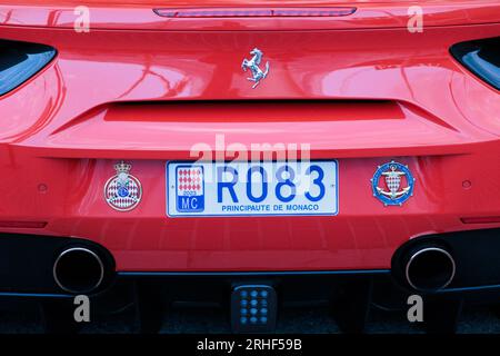 Ferrari 458 Italia mit Monaco-Kennzeichen Stockfoto