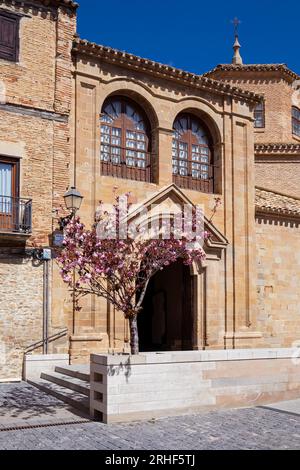 Europa, Spanien, Navarra, Olite, Archway zum Eintritt in die Kirche Iglesia de Santa Maria la Real (Teil des Königspalastes) Stockfoto