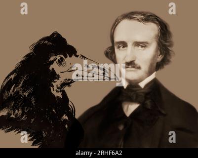 Porträt von Edgar Allan Poe, The Raven, von Edouard Manet, 1875, digital bearbeitet Stockfoto