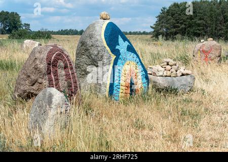 Findlingspark Henzendorf, Brandenburg, Deutschland Stockfoto