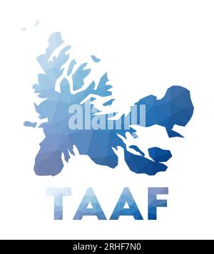 Niedrige Poly-Map von TAAF. Geometrische Darstellung des Landes. Polygonale TAAF-Darstellung. Technologie, Internet, Netzwerkkonzept. Vektordarstellung. Stock Vektor