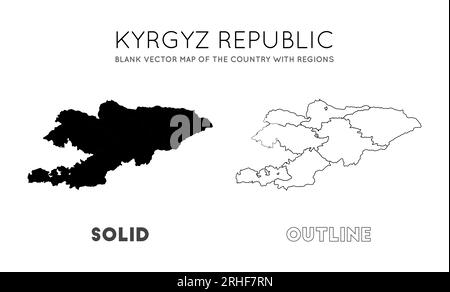 Karte Kirgisistans. Leere Vektorkarte des Landes mit Regionen. Grenzen von Kirgisistan für Ihre Infografik. Vektordarstellung. Stock Vektor