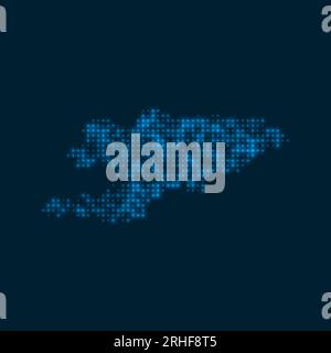 Kirgisistan, gepunktete, leuchtende Karte. Form des Landes mit blauen, hellen Lampen. Vektordarstellung. Stock Vektor