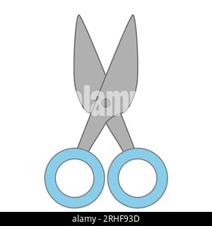 Symbol für offene Schere mit hellblauem Griff auf weißem Hintergrund isoliert Stock Vektor