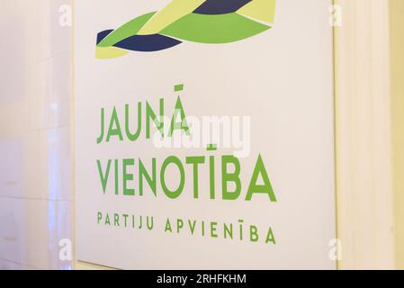 RIGA, Lettland. 16. Aug. 2023. Evika Silina, Sozialministerin, hat als neue Kandidatin für die politische Partei Neue Einheit angekündigt. Kredit: Gints Ivuskans/Alamy Live News Stockfoto