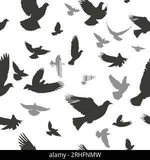 Nahtlose Hintergrundsilhouette fliegender Tauben. Vektordarstellung Stock Vektor