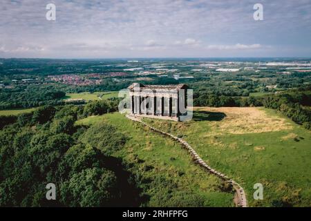 Luftbild des Penshaw Monument in Nordostengland. Stockfoto