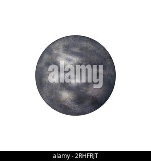 Karikatur des Planeten Quecksilber, Planeten des Sonnensystems. Der erste Planet des Sonnensystems. Wissenschaft und Bildung. Wasserfarbenabbildung isoliert auf Stockfoto