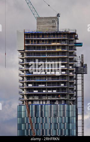 Eine Nahaufnahme von 44 Merrion Street Apartments, die derzeit im Stadtzentrum von Leeds gebaut werden Stockfoto