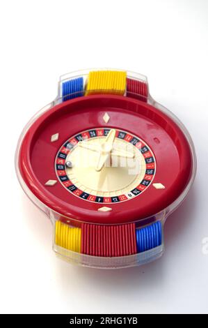 Brettspiel, Roulette, Glücksspiel, Schraubstock, Wetten, Verluste, Gewinne, Unterhaltung, Krankheit, Spielsucht, gefährliches Spielzeug, Roulette-Spiel Stockfoto