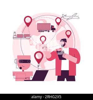 KI in Reise und Transport abstrakte Konzept Vektor Illustration. Künstliche Intelligenz im Transportwesen, KI-Reiseempfehlungen, Smart Booking, abstrakte Metapher für Echtzeit-Tracking. Stock Vektor