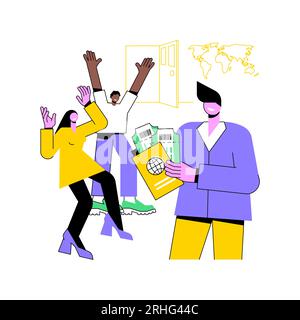 Bereit für die Reise isolierter Cartoon-Vektorbilder. Junge Paare bekommen Tickets und Dokumente für Reisen, All-Inclusive-Tour, bereit für Urlaub, Sommerferien Vektorfilm. Stock Vektor