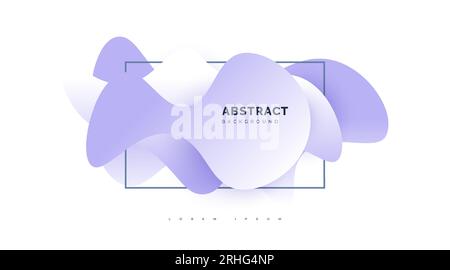 Violetter und weißer flüssiger Hintergrund. Abstrakter geometrischer Hintergrund mit fließenden Formen. Welliger flüssiger 3D-Hintergrund für Banner oder Poster Stock Vektor
