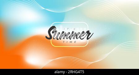 Farbenfroher Sommerhintergrund für Banner- oder Poster-Design. Abstrakter Welliger Hintergrund. Es ist Sommerzeit Stock Vektor