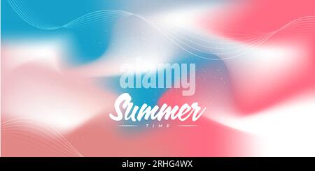 Farbenfroher Sommerhintergrund für Banner- oder Poster-Design. Abstrakter Welliger Hintergrund. Es ist Sommerzeit Stock Vektor