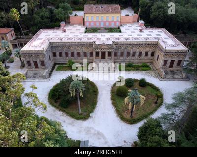 Blick aus der Vogelperspektive auf die Villa San Martino Napoleonic Residence. Portoferraio, Insel Elba, Livorno, Toskana, Italien Stockfoto