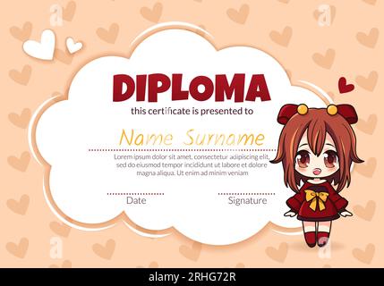 Schul- und Vorschuldiplom für Kinder. Stock Vektor