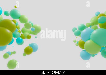 Abstrakter pastellfarbener kugelförmiger 3D-Bannerhintergrund, 3D-Rendering Stockfoto