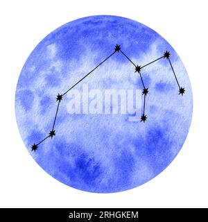 Astrologische Luftelemente Sternzeichen. Horoskop-Ikonenset: gemini libra aquarius. Zeichnung von Hand Aquarellzeichnung isoliert. Für Logo, Kalender Stockfoto