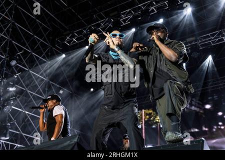 Turin, Italien. Juli 2023. TURIN, ITALIEN - 13. JULI: Black Eyed Peas treten am 13. Juli 2023 im Stupinigi Sonic Park in Turin auf. (Foto: Roberto Finizio/NurPhoto) Credit: NurPhoto SRL/Alamy Live News Stockfoto