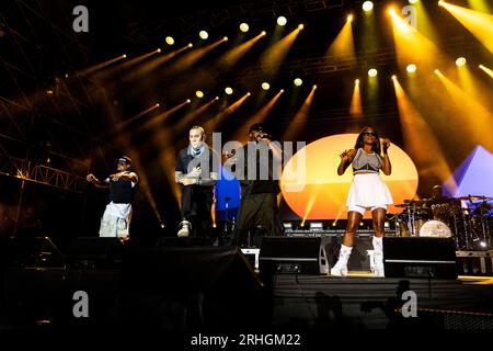 Turin, Italien. Juli 2023. TURIN, ITALIEN - 13. JULI: Black Eyed Peas tritt am 13. Juli 2023 im Stupinigi Sonic Park in Turin auf. (Foto: Roberto Finizio/NurPhoto) Credit: NurPhoto SRL/Alamy Live News Stockfoto