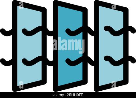 Umrissvektor des Icons „Layer Air Purify“. Filter reinigen. Windströmungsfarbe flach Stock Vektor