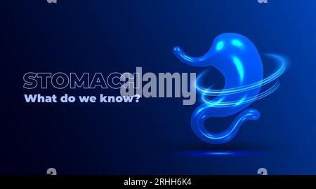 Magensystem. 3. Menschliches Organ. Informatives medizinisches Konzept. Abdeckungsdesign. Vektor 3D-Illustration. Stock Vektor