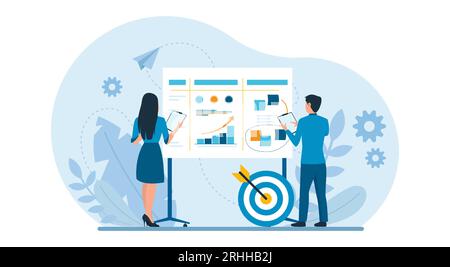 Design-Konzept für Business Illustrations. Vektor für die Planung von Business Marketing-Teams, die Analyse von Finanzberichten und Daten zur Steigerung der Umsätze Stock Vektor