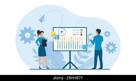 Design-Konzept für Business Illustrations. Vektor für die Planung von Business Marketing-Teams, die Analyse von Finanzberichten und Daten zur Steigerung der Umsätze Stock Vektor