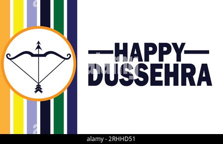 Alles Gute Für Dussehra. Vijayadashami Urlaub. Vorlage für Hintergrund, Banner, Karte, Poster mit Textbeschriftung. Vektorillustration. Stock Vektor