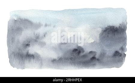 Stürmischer Himmel mit Wolken. Aquarell abstrakter handgezeichneter Hintergrund. Vorlage für die Konstruktion mit freiem Platz für Text Stockfoto