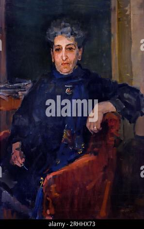 Aletta Jacobs 1919 von Isaac Israels, Niederländisch, Niederlande Aletta Henriëtte Jacobs 1854 – niederländische Ärztin und Frauenwahlrechtlerin. Als erste Frau, die offiziell eine niederländische Universität besucht, eine der ersten Ärztinnen in den Niederlanden. 1882 gründete sie die weltweit erste Klinik für Geburtenkontrolle und war sowohl in der niederländischen als auch in der internationalen Frauenbewegung führend. Sie leitete Kampagnen zur Deregulierung der Prostitution, zur Verbesserung der Arbeitsbedingungen von Frauen, zur Förderung des Friedens und zur Forderung nach dem Wahlrecht von Frauen. Stockfoto