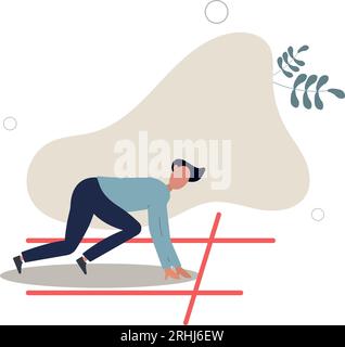 Bereit für den Geschäftsstart, den Beginn einer neuen Stelle oder die Vorbereitung auf die Arbeit, Fokus und Bereitschaft Konzept.flache Vektorillustration. Stock Vektor