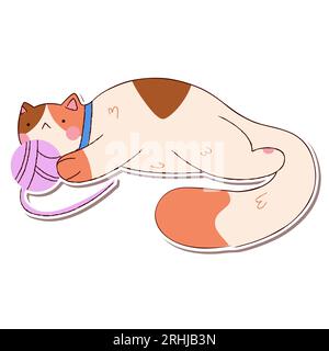Niedlicher und lustiger Katzen-Doodle-Vektor-Aufkleber Stock Vektor