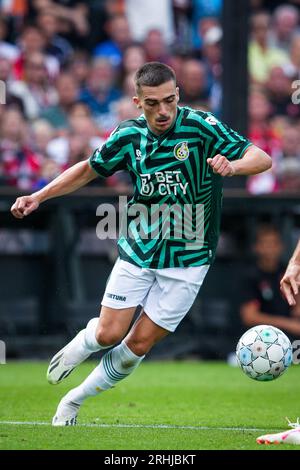 Rotterdam, Niederlande. August 2023. ROTTERDAM, NIEDERLANDE - 13. AUGUST: Inigo Cordoba von Fortuna Sittard während des niederländischen Eredivisie-Spiels zwischen Feyenoord und Fortuna Sittard im Stadion Feijenoord am 13. August 2023 in Rotterdam, Niederlande. (Foto von Orange Pictures) Kredit: Orange Pics BV/Alamy Live News Stockfoto