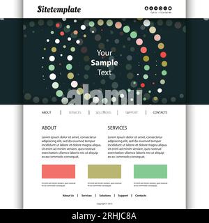 Websitedesign mit abstrakter Kopfzeile mit runden Punkten Stock Vektor